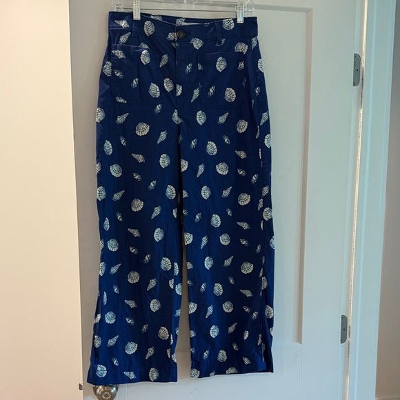 Blue Seashell Cropped Wide-Leg Pants - Picture 1 of 6